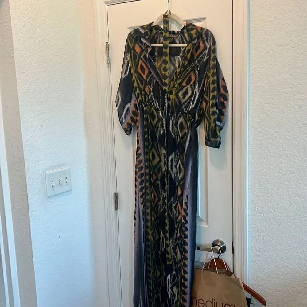 NEW Charlie Jade Cover Up a w Belt - Beautiful Sheer Maxi Dress - Size Small